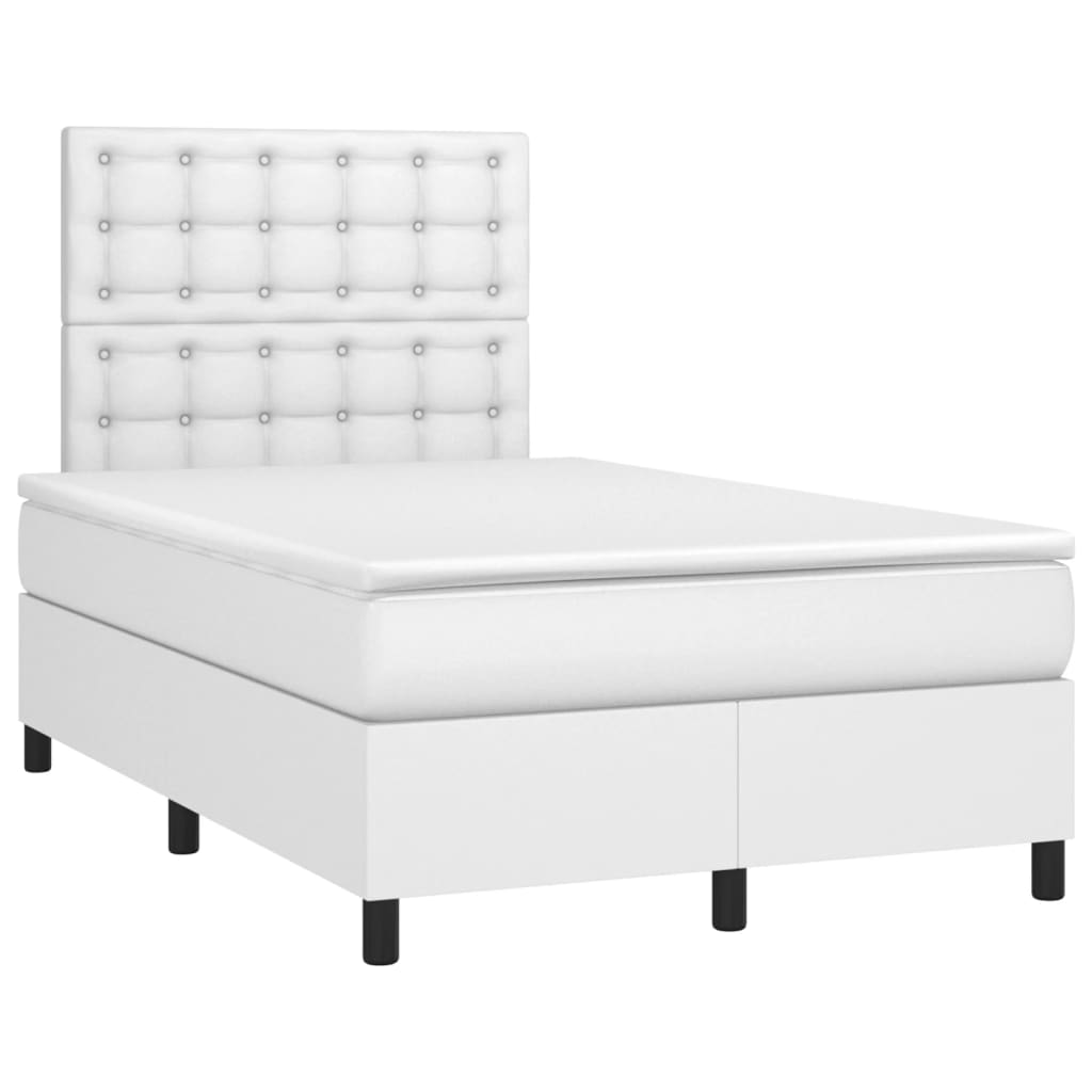Krevet box spring s madracem bijeli 120x190 cm od umjetne kože