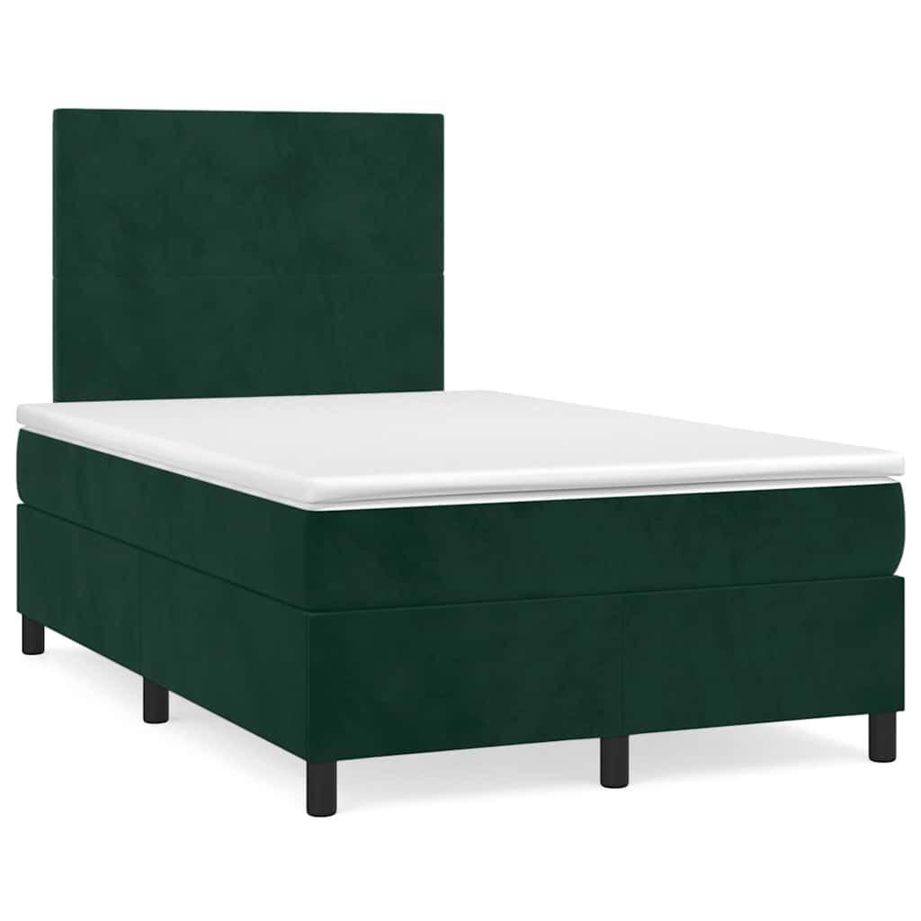 Krevet box spring s madracem tamnozeleni 120x190 cm baršunasti