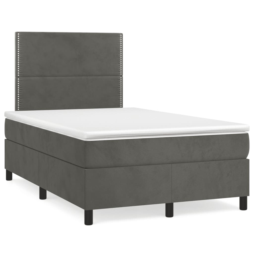 Krevet box spring s madracem tamnosivi 120 x 190 cm baršun