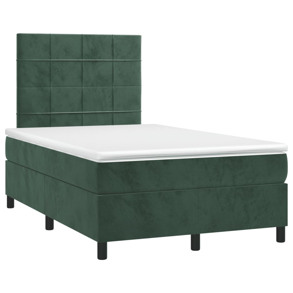 Krevet box spring s madracem tamnozeleni 120x190 cm baršunasti