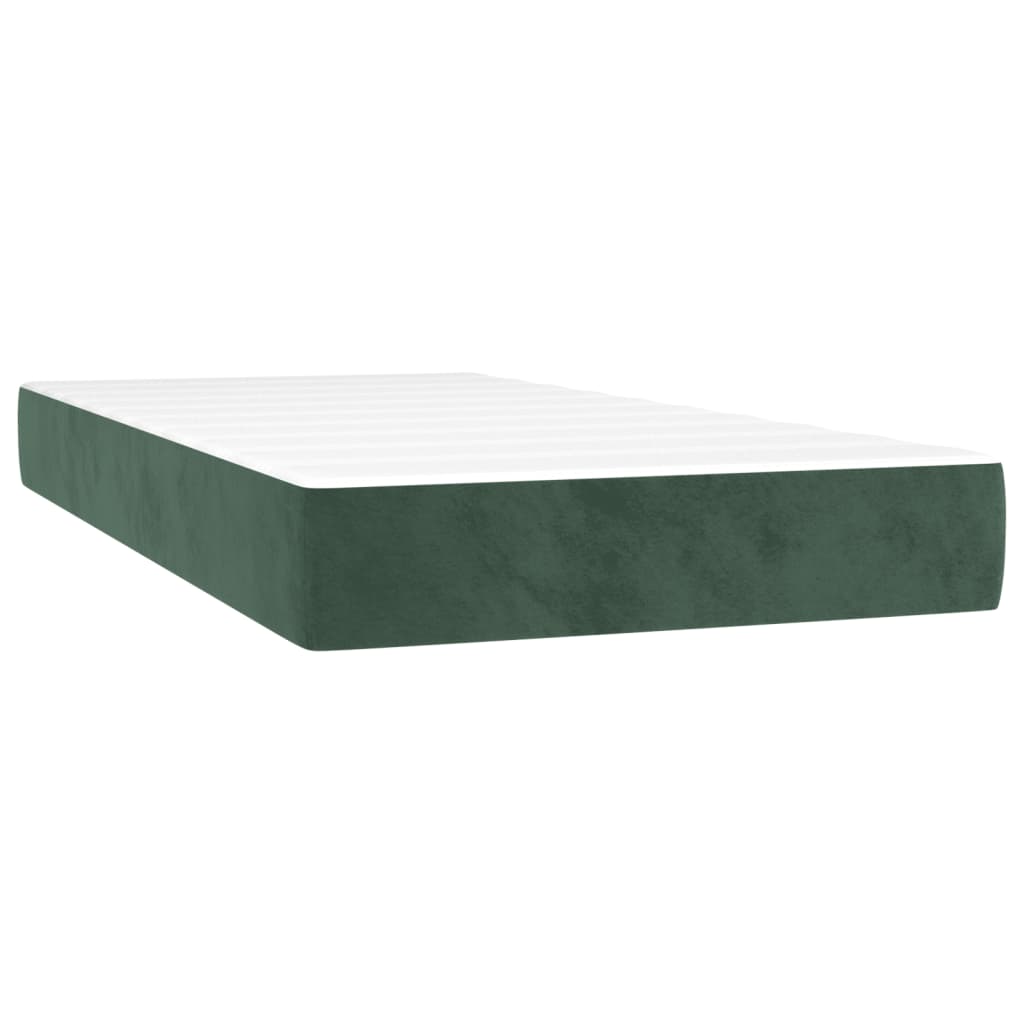 Krevet box spring s madracem tamnozeleni 120x190 cm baršunasti