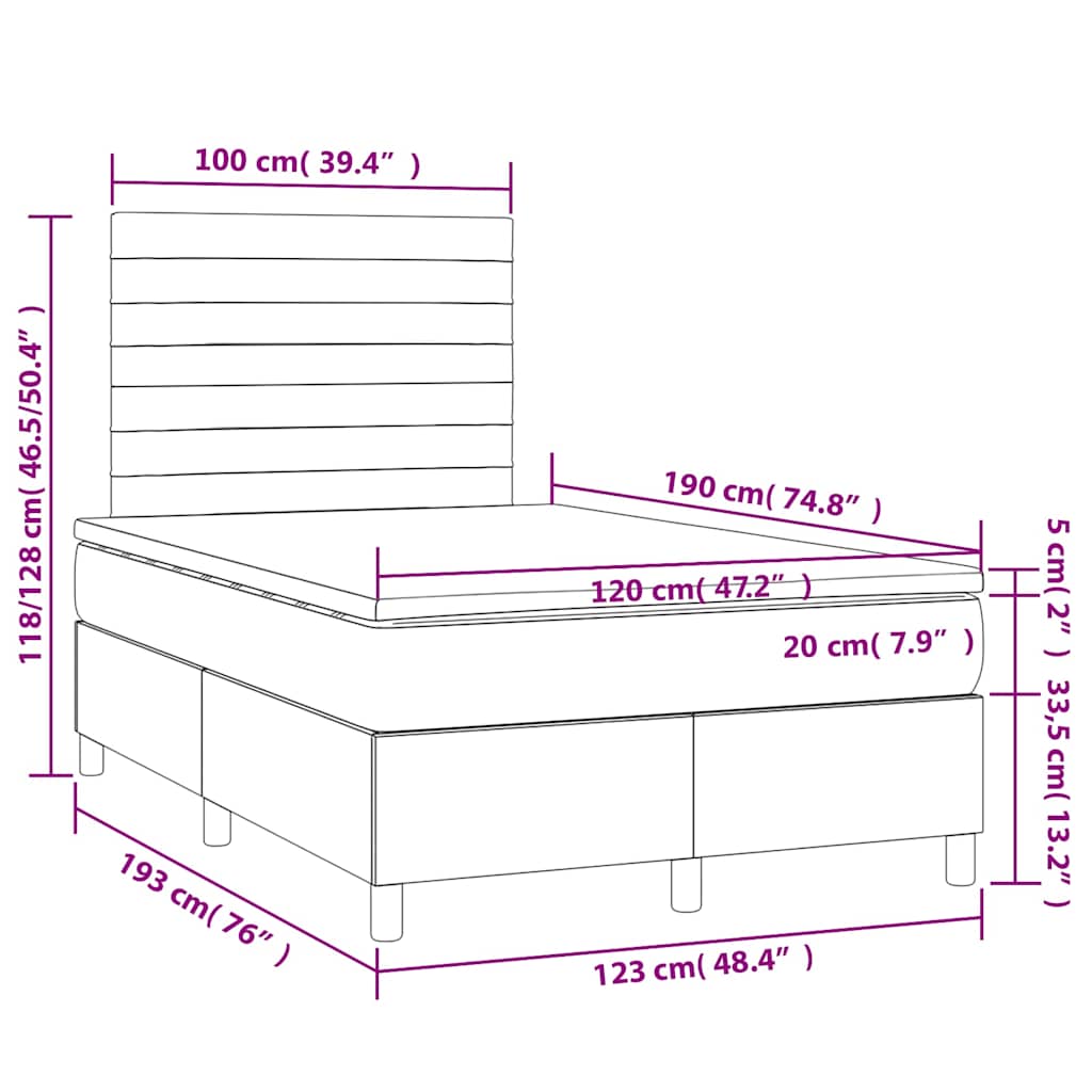 Krevet box spring s madracem tamnozeleni 120x190 cm baršunasti