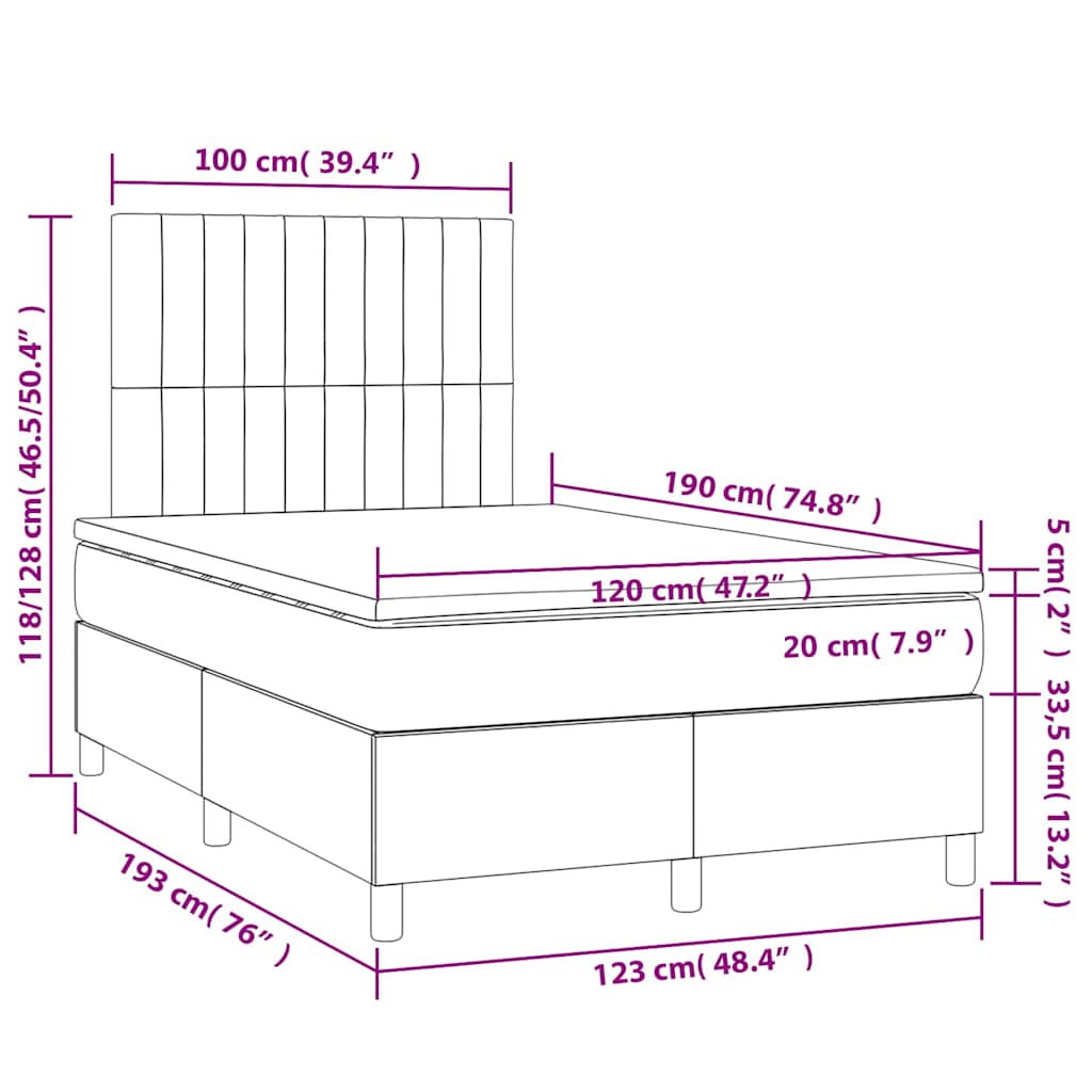 Krevet box spring s madracem tamnozeleni 120x190 cm baršunasti