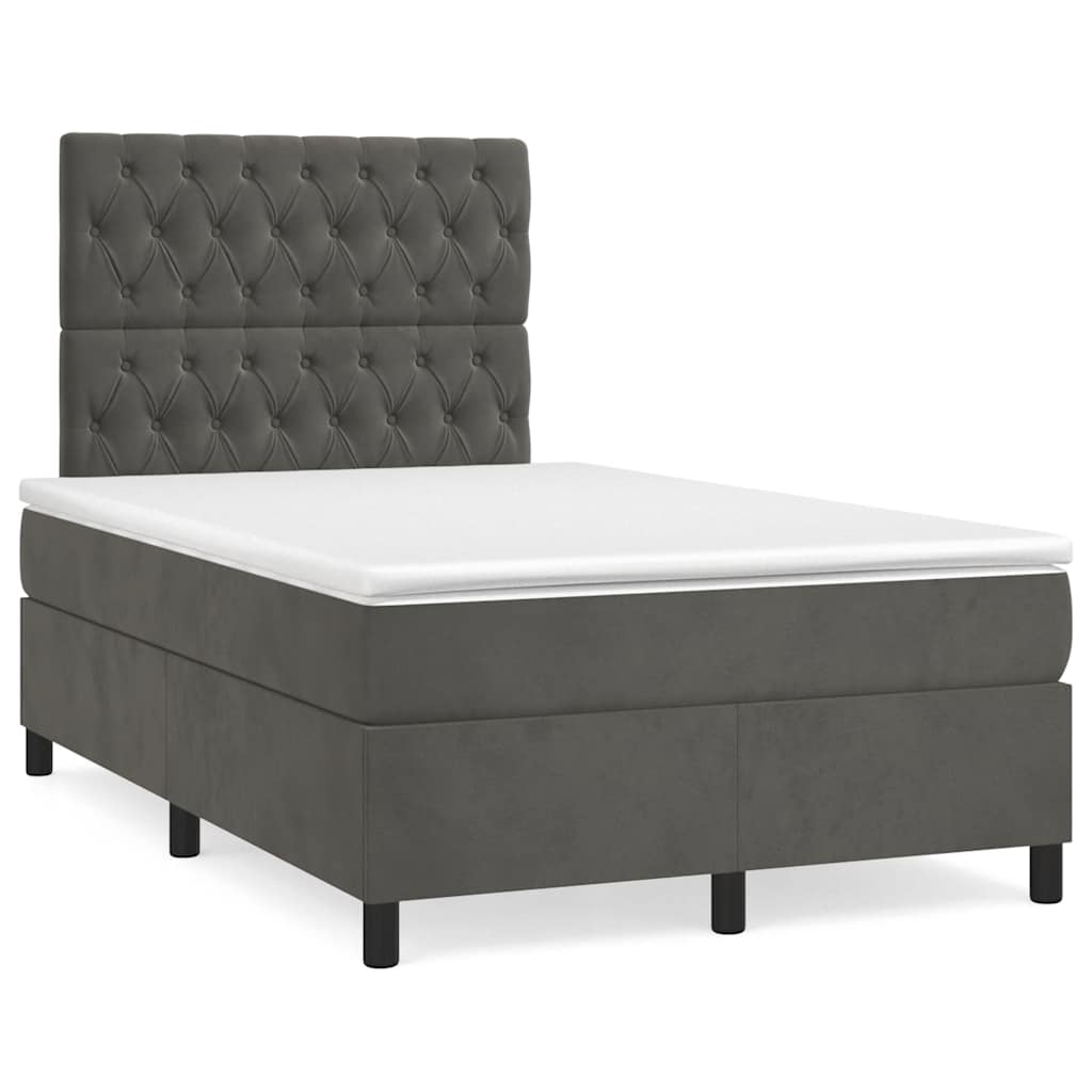 Krevet box spring s madracem tamnosivi 120 x 190 cm baršun