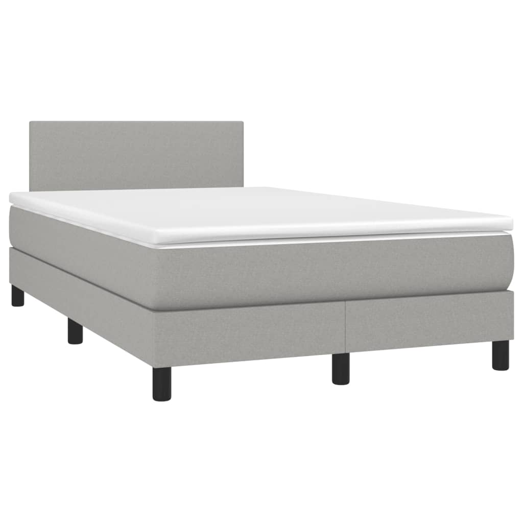 Krevet s oprugama i madracem LED svjetlosivi 120x190 cm tkanina