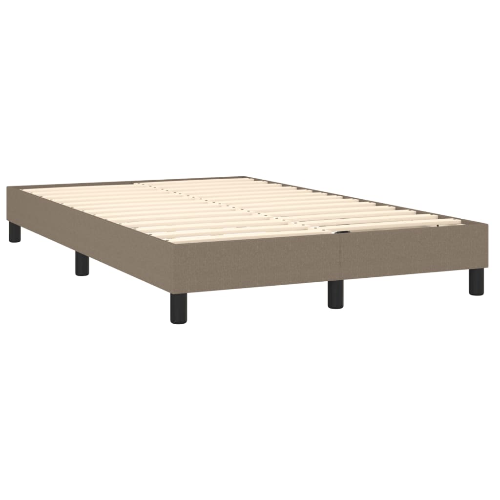 Krevet s oprugama i madracem LED smeđesivi 120x190cm od tkanine
