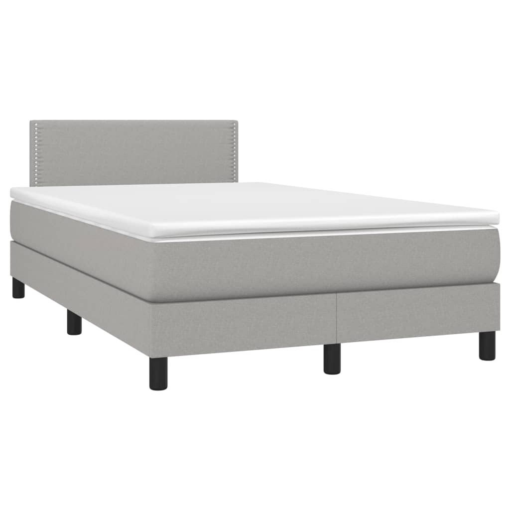 Krevet s oprugama i madracem LED svjetlosivi 120x190 cm tkanina