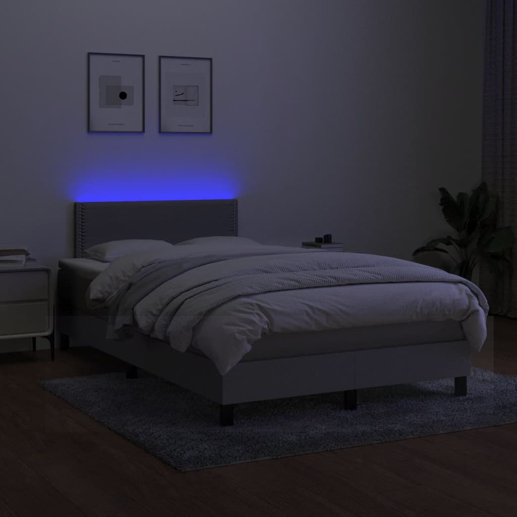 Krevet s oprugama i madracem LED svjetlosivi 120x190 cm tkanina