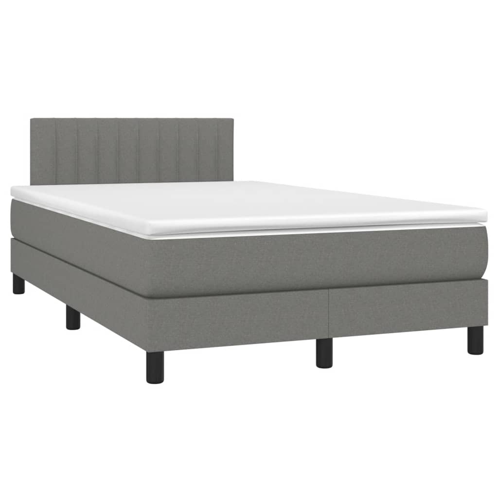 Krevet box spring s madracem LED tamnosivi 120 x 190 cm tkanina