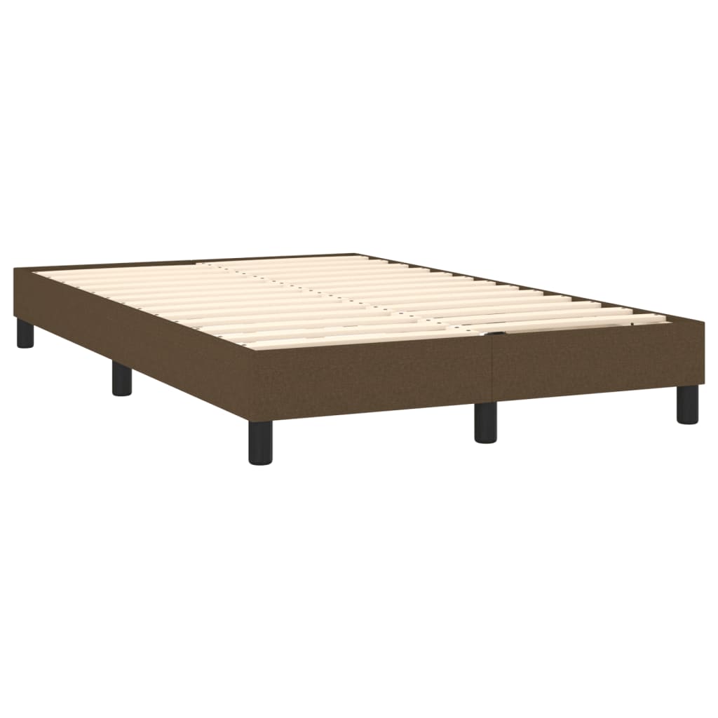 Krevet s oprugama i madracem LED tamnosmeđi 120x190 cm tkanina
