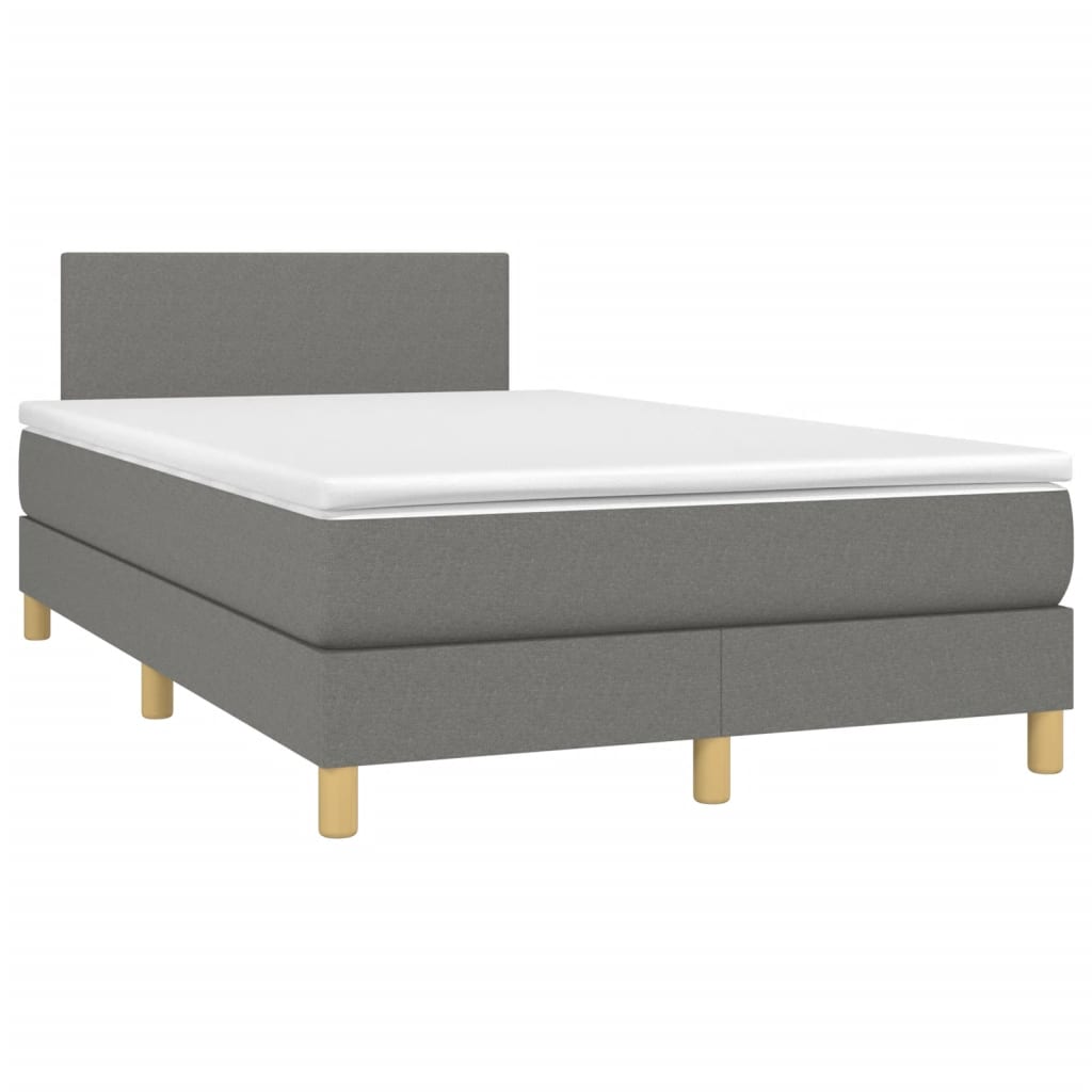 Krevet box spring s madracem LED tamnosivi 120 x 190 cm tkanina