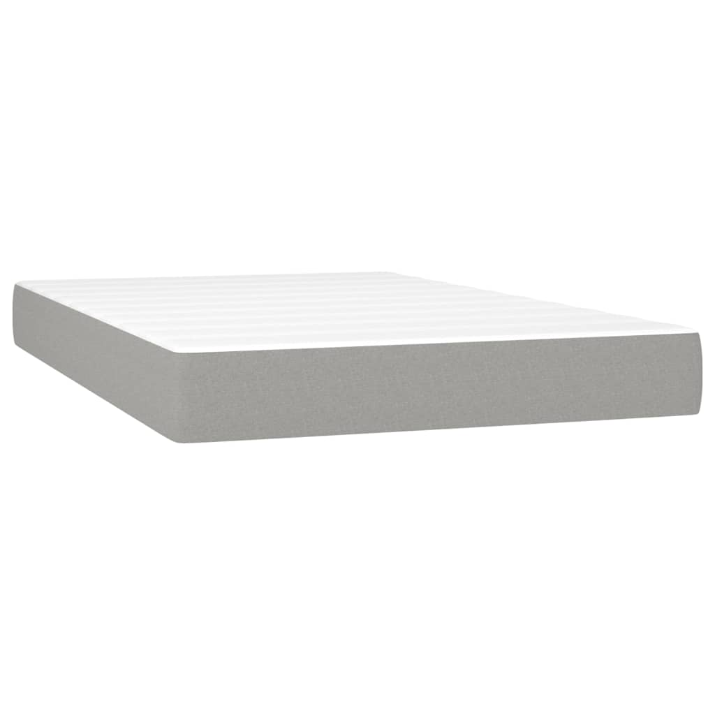 Krevet s oprugama i madracem LED svjetlosivi 120x190 cm tkanina