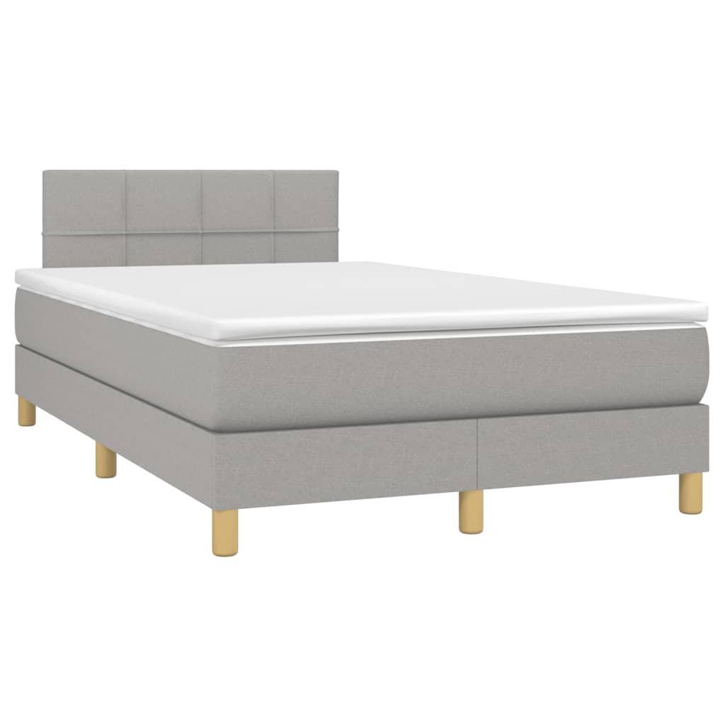 Krevet s oprugama i madracem LED svjetlosivi 120x190 cm tkanina