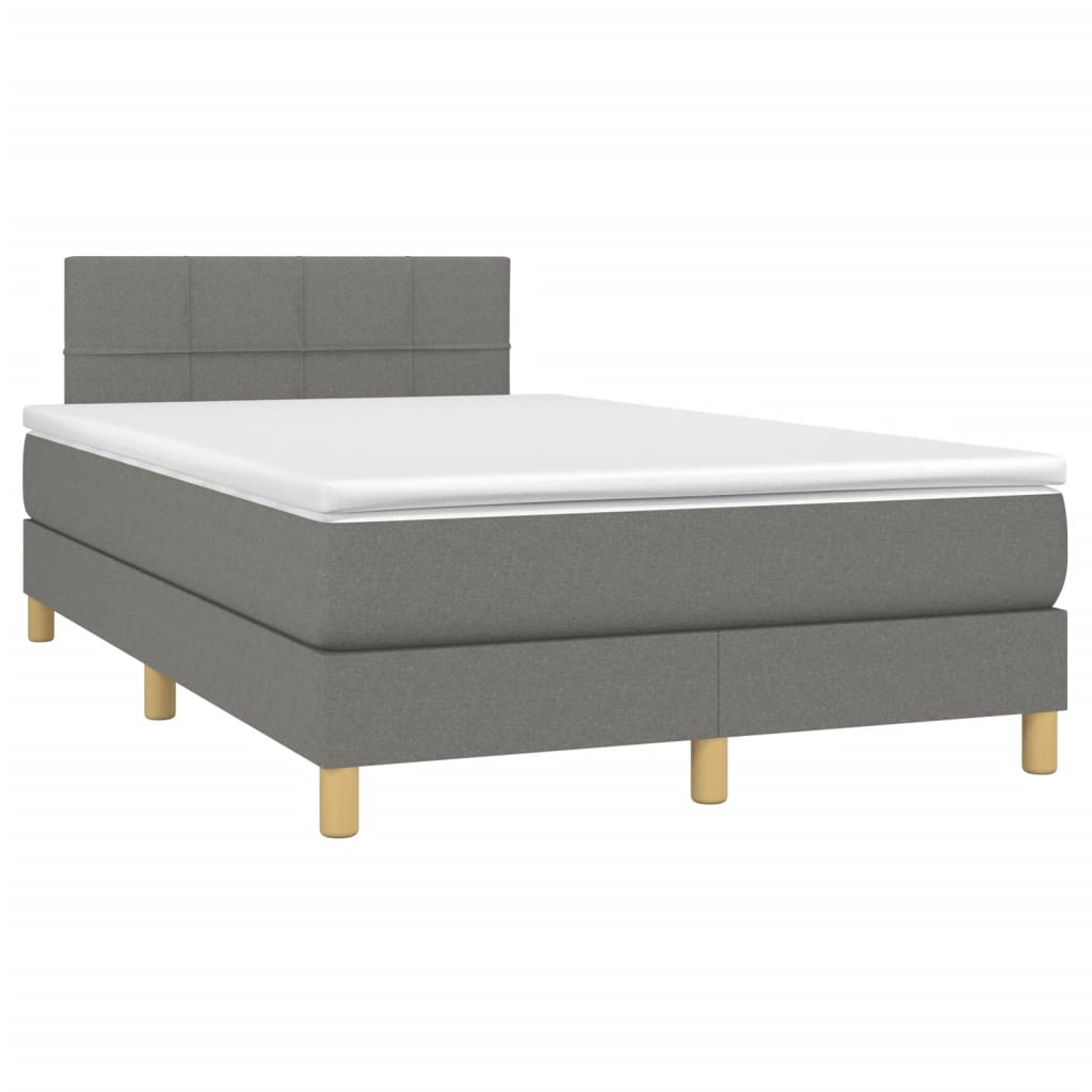 Krevet box spring s madracem LED tamnosivi 120 x 190 cm tkanina