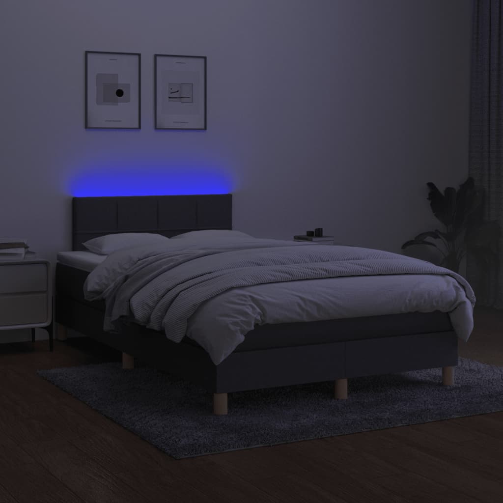 Krevet box spring s madracem LED tamnosivi 120 x 190 cm tkanina
