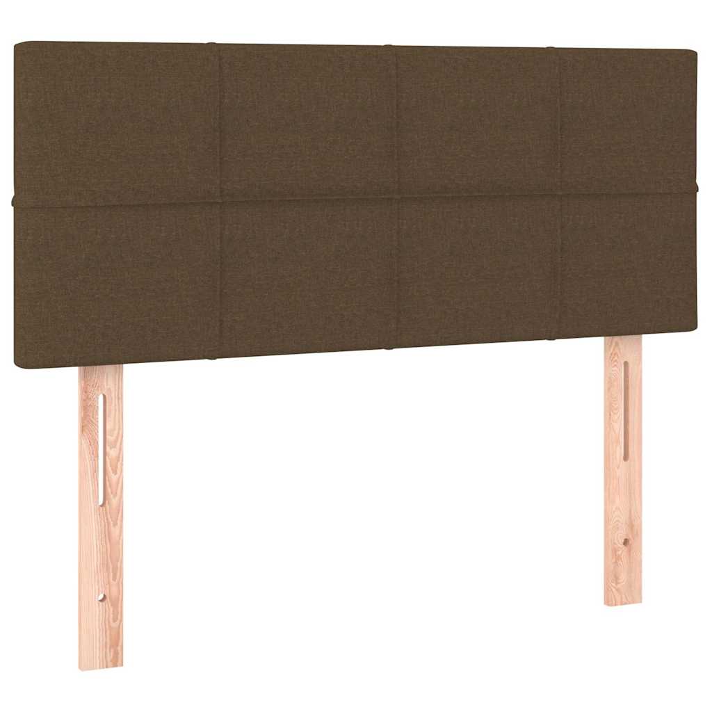 Krevet s oprugama i madracem LED tamnosmeđi 120x190 cm tkanina