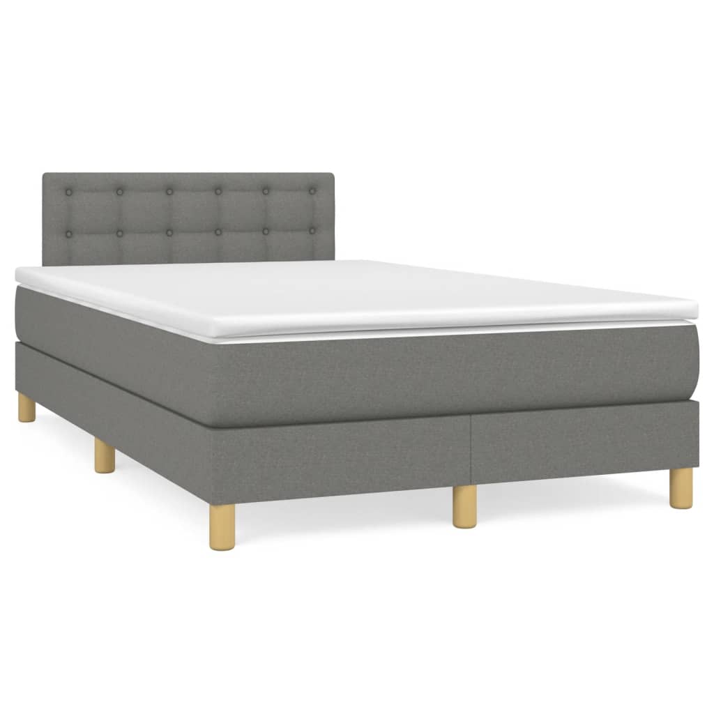 Krevet box spring s madracem LED tamnosivi 120 x 190 cm tkanina