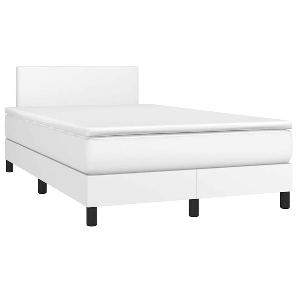 Krevet box spring s madracem LED bijeli 120x190 cm umjetna koža