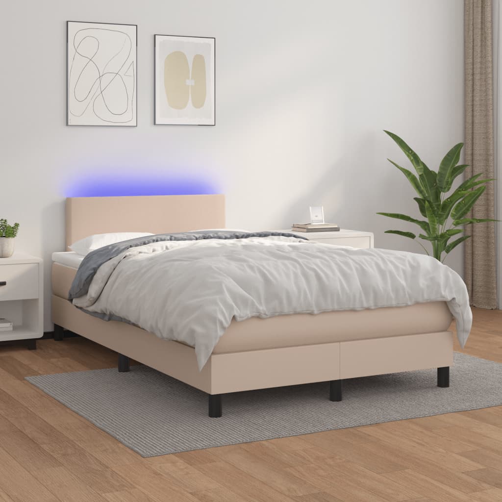 Krevet s oprugama i madracem LED 120x190 cm umjetna koža