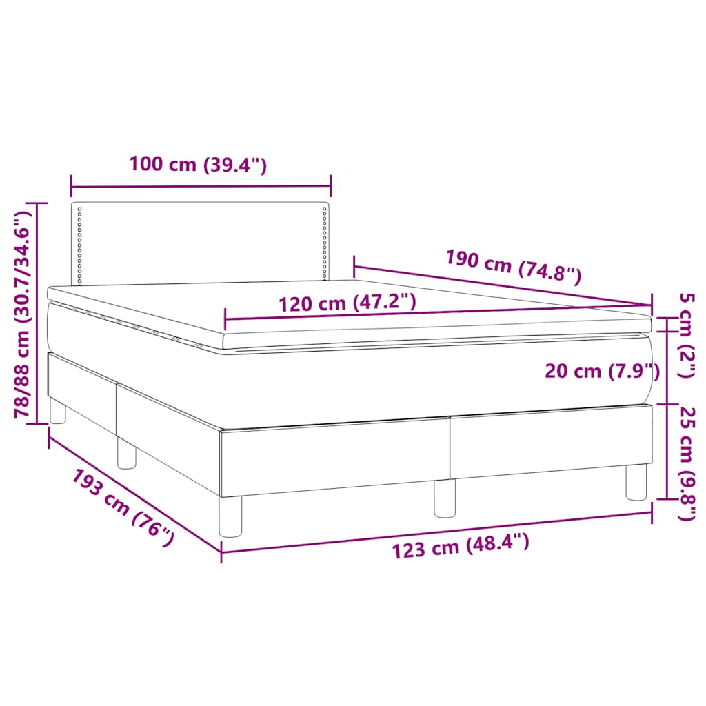 Krevet box spring s madracem LED bijeli 120x190 cm umjetna koža