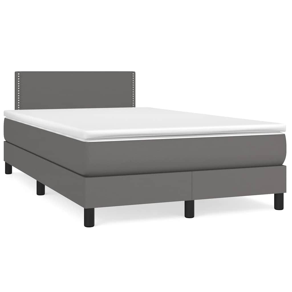 Krevet s oprugama i madracem LED sivi 120x190 cm umjetna koža