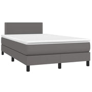 Krevet s oprugama i madracem LED sivi 120x190 cm umjetna koža
