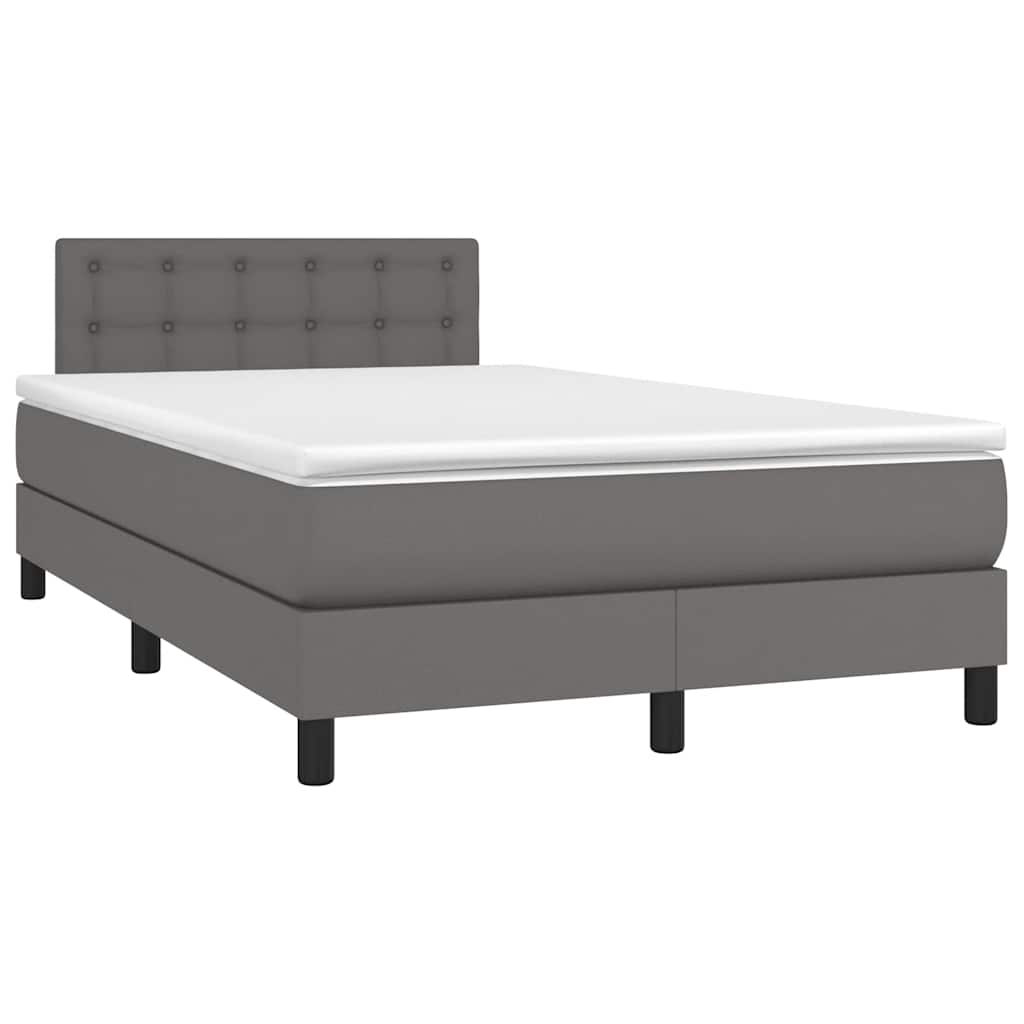 Krevet s oprugama i madracem LED sivi 120x190 cm umjetna koža