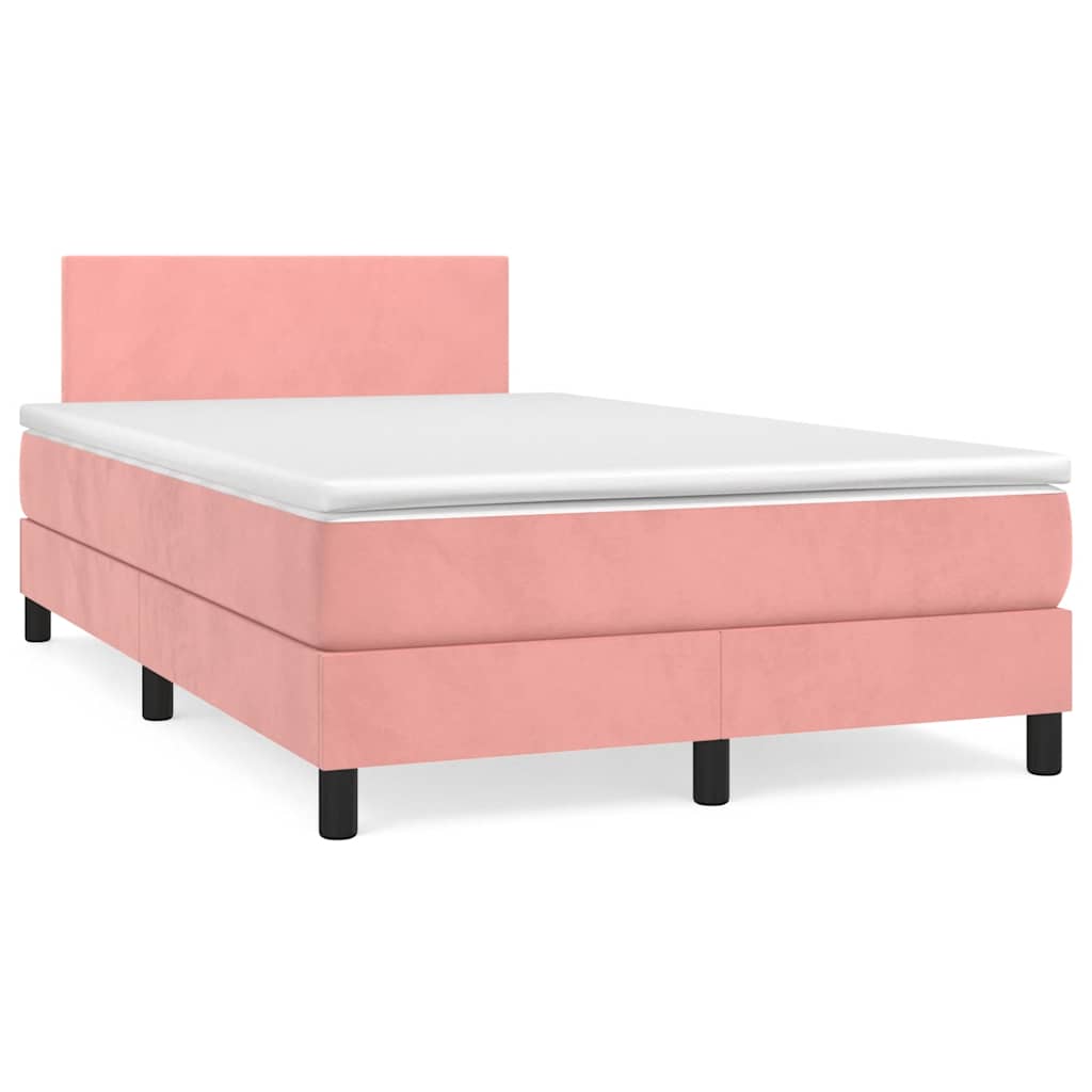 Krevet box spring s madracem LED ružičasti 120x190cm baršunasti
