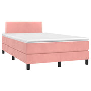 Krevet box spring s madracem LED ružičasti 120x190cm baršunasti