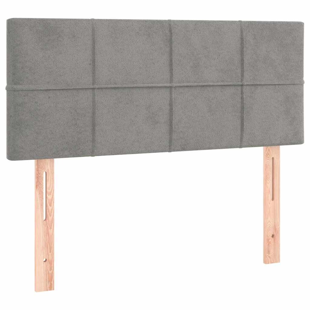 Krevet box spring s madracem LED svjetlosivi 120x190 cm tkanina
