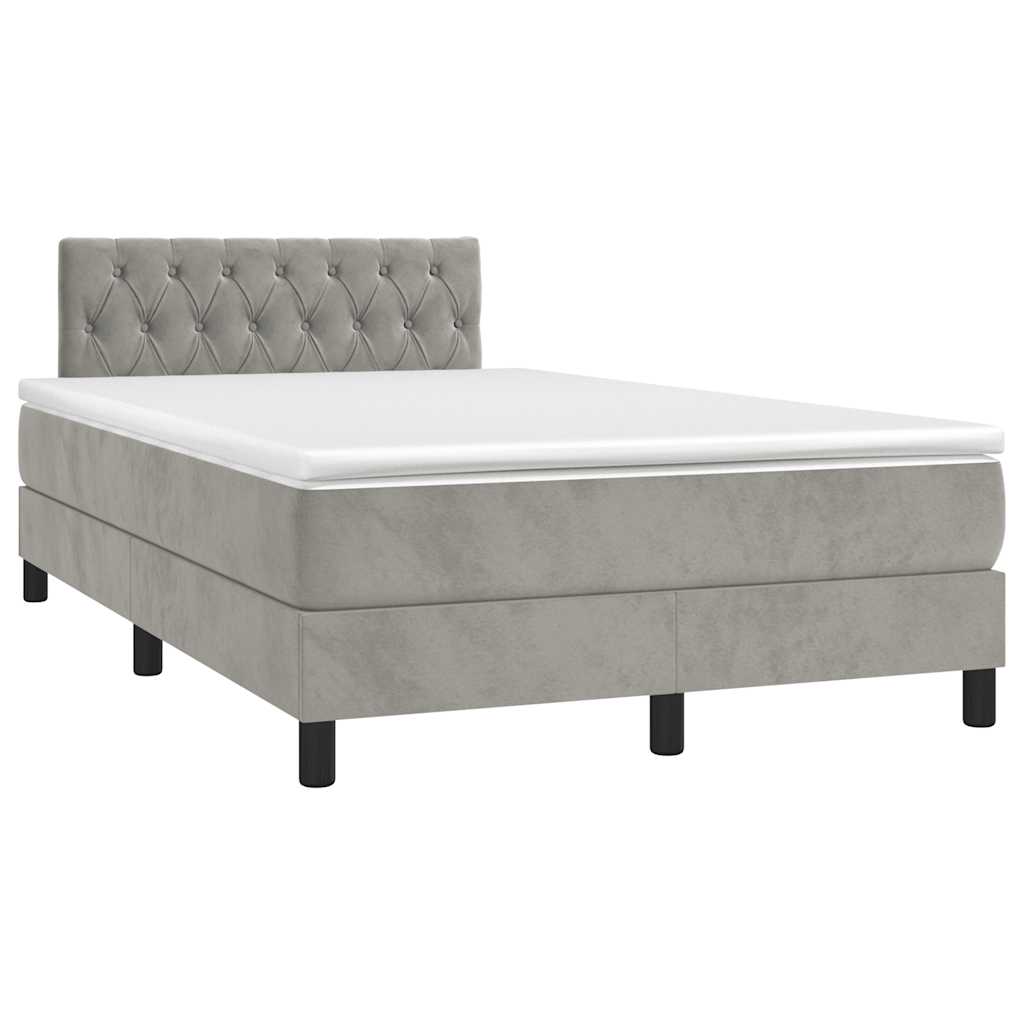 Krevet box spring s madracem LED svjetlosivi 120x190 cm tkanina