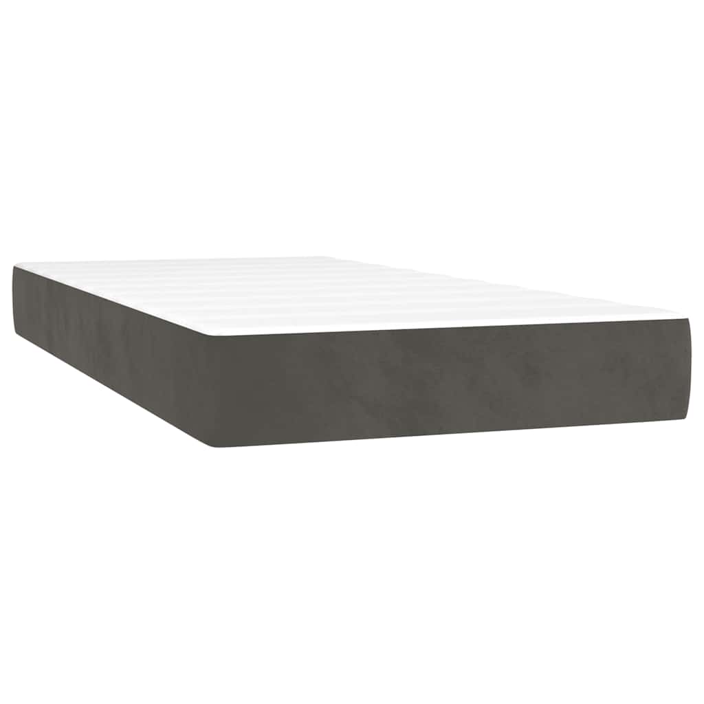 Krevet box spring s madracem LED tamnosivi 120 x 190 cm baršun