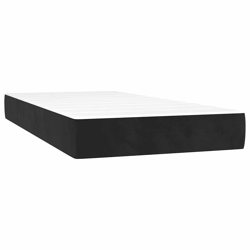 Krevet box spring s madracem LED crni 120 x 190 cm baršunasti