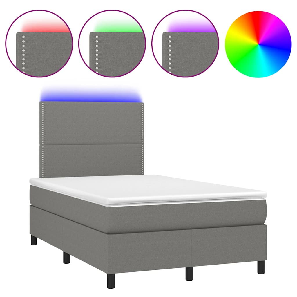 Krevet box spring s madracem LED tamnosivi 120 x 190 cm tkanina