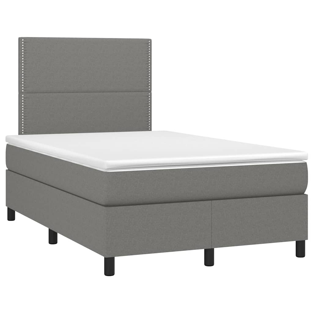 Krevet box spring s madracem LED tamnosivi 120 x 190 cm tkanina