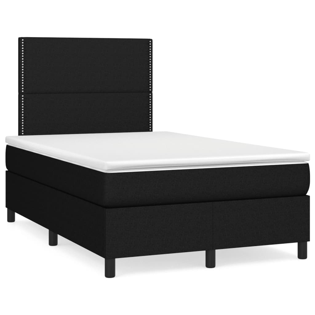 Krevet box spring s madracem LED crni 120 x 190 cm od tkanine