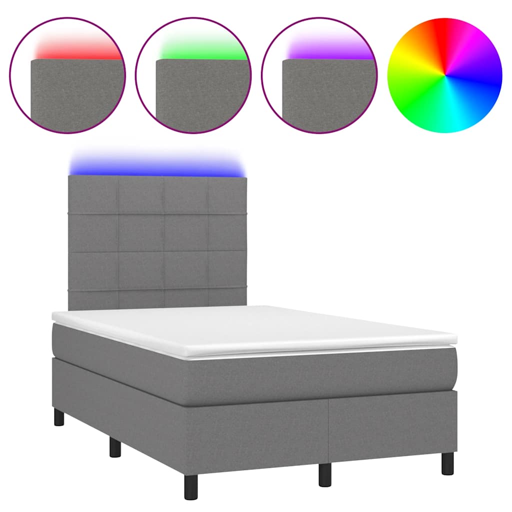 Krevet box spring s madracem LED tamnosivi 120 x 190 cm tkanina
