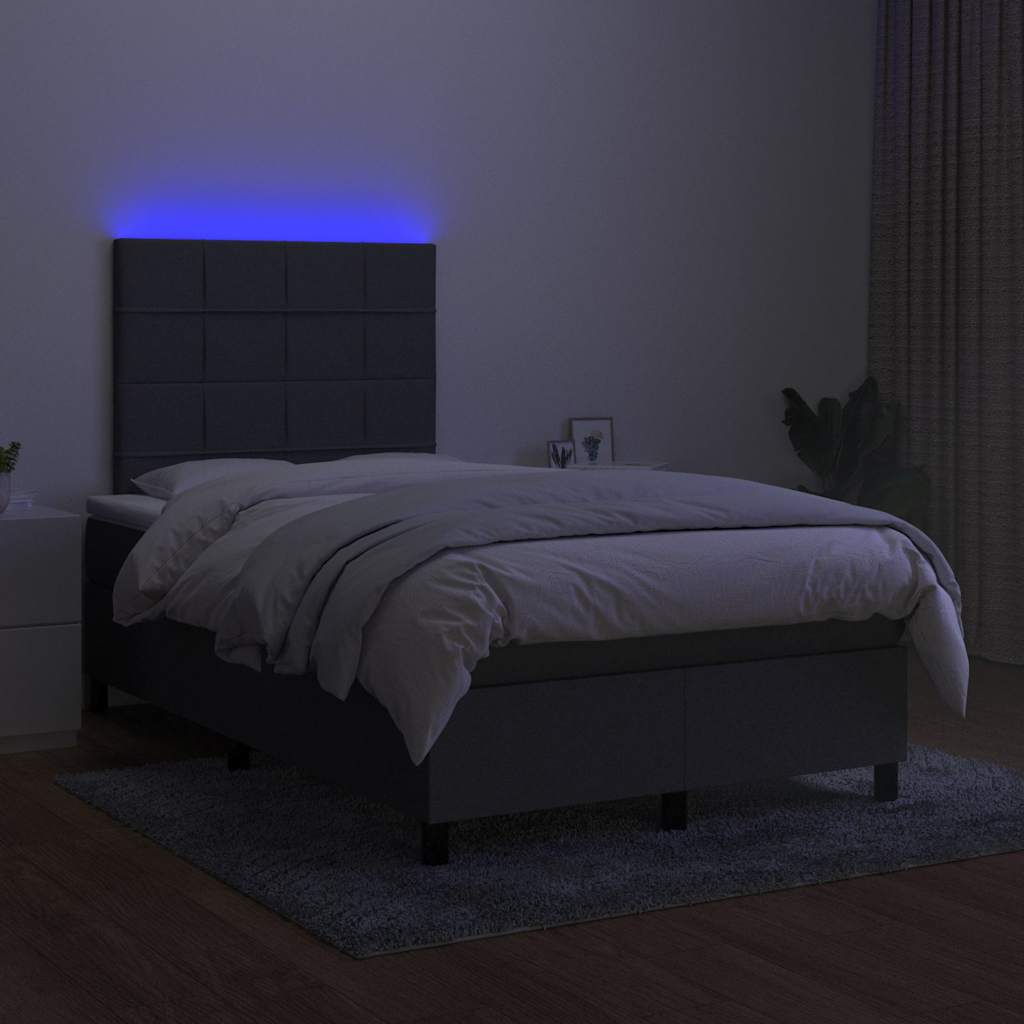 Krevet box spring s madracem LED tamnosivi 120 x 190 cm tkanina