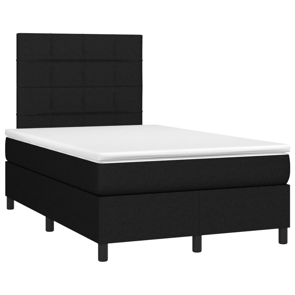 Krevet box spring s madracem LED crni 120 x 190 cm od tkanine