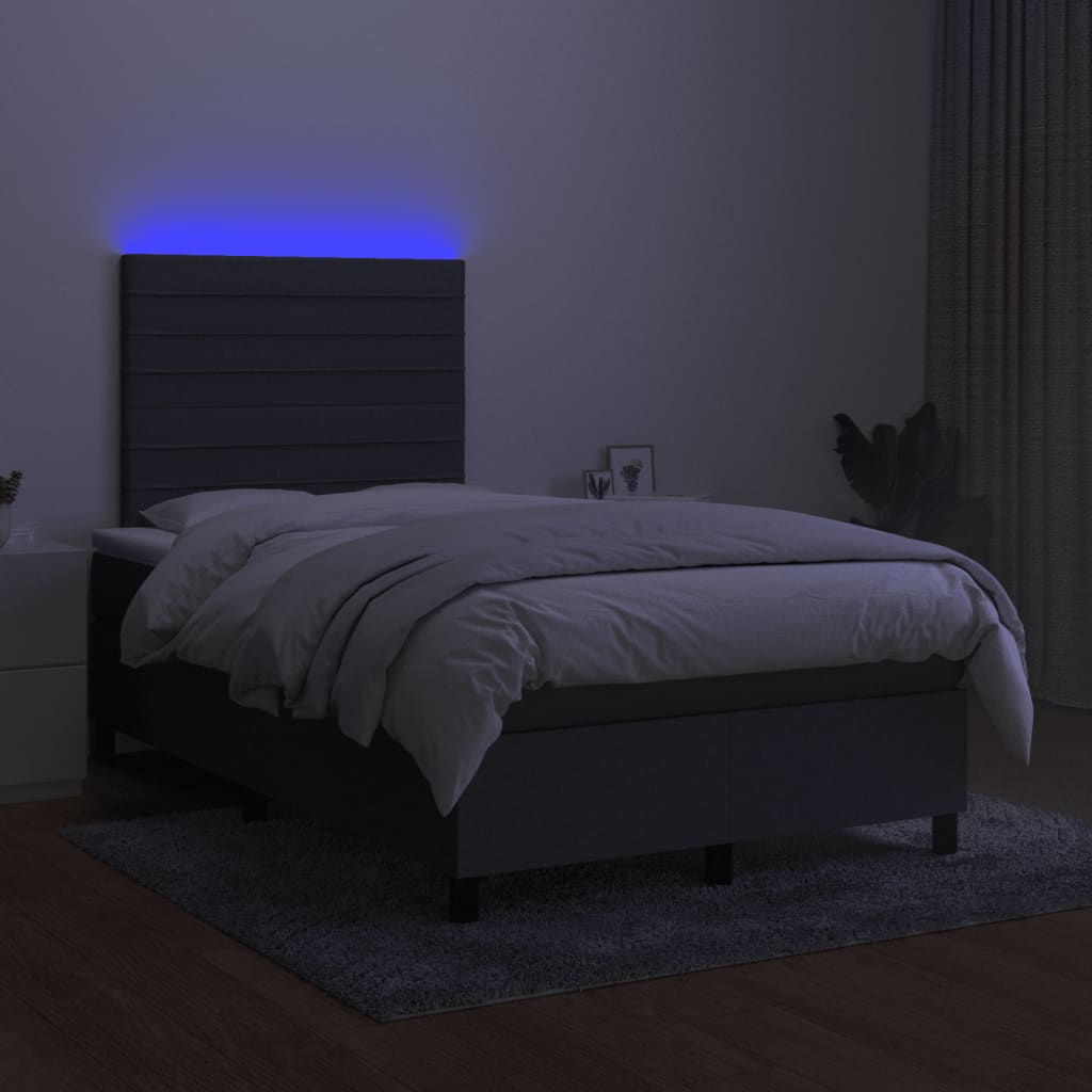 Krevet box spring s madracem LED tamnosivi 120 x 190 cm tkanina