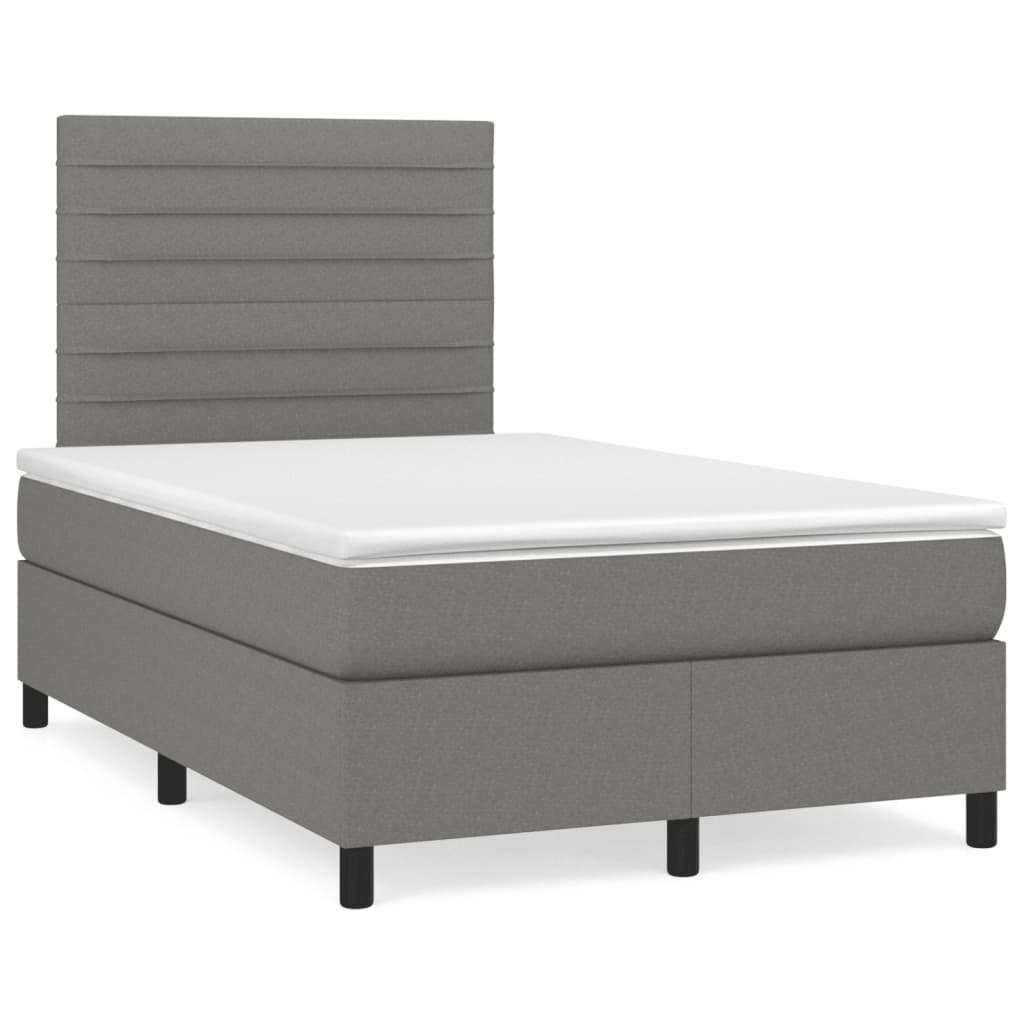 Krevet box spring s madracem LED tamnosivi 120 x 190 cm tkanina