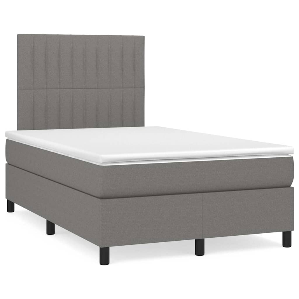 Krevet box spring s madracem LED tamnosivi 120 x 190 cm tkanina