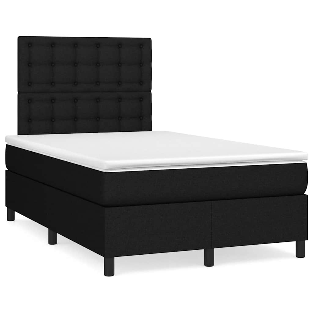 Krevet box spring s madracem LED crni 120 x 190 cm od tkanine