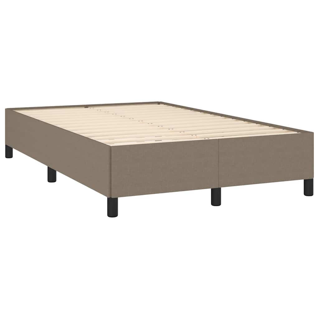 Krevet s oprugama i madracem LED smeđesivi 120x190cm od tkanine