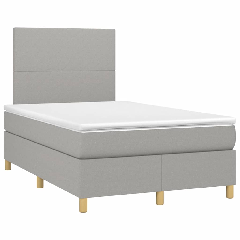 Krevet s oprugama i madracem LED svjetlosivi 120x190 cm tkanina
