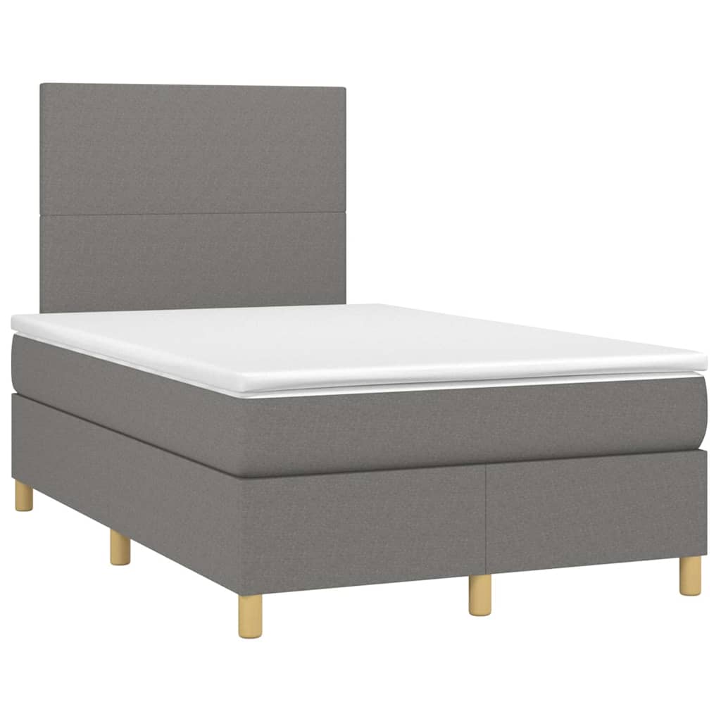 Krevet box spring s madracem LED tamnosivi 120 x 190 cm tkanina