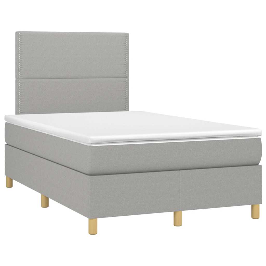 Krevet s oprugama i madracem LED svjetlosivi 120x190 cm tkanina