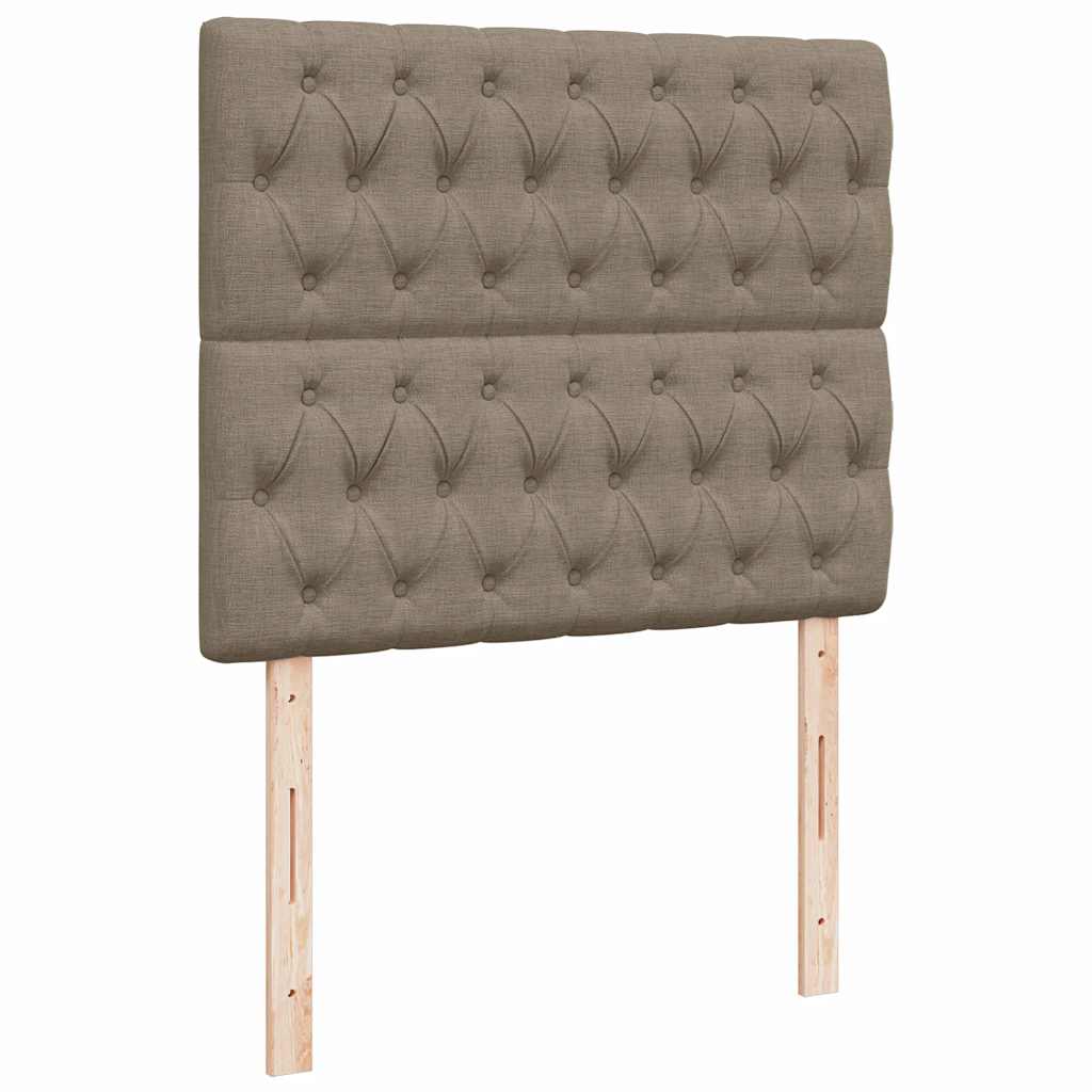 Krevet s oprugama i madracem LED smeđesivi 120x190cm od tkanine