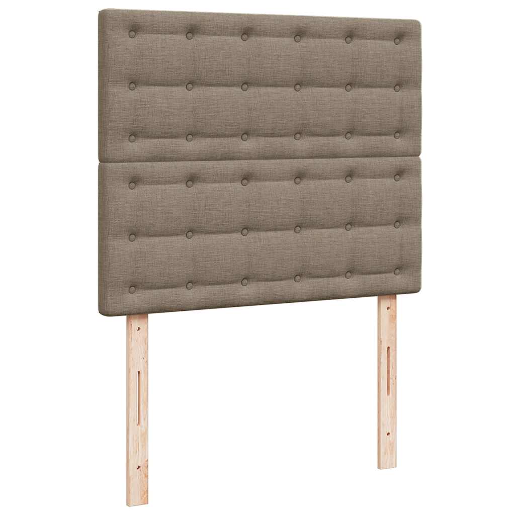 Krevet s oprugama i madracem LED smeđesivi 120x190cm od tkanine
