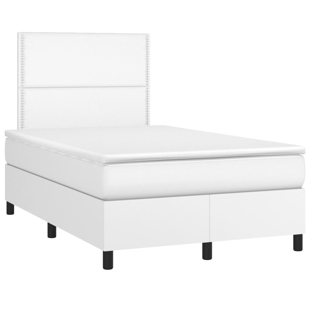 Krevet box spring s madracem LED bijeli 120x190 cm umjetna koža